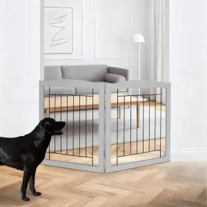 집을 위한 ZJSF 프리스탠딩 접이식 개 게이트 엑스트라 와이드 나무 실내 강아지 계단 문 앞 애완동물 키