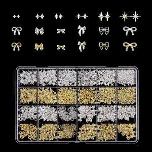 [셀러에이드]네일아트 포인트 파츠 메탈찡 24 네일스터드 세트 2종