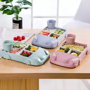 대나무 어린이 식판 자동차 유아 식판 이유식 식기