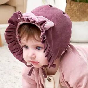 로라앨리 아기 보넷 리본 셔링 방한 모자 유아