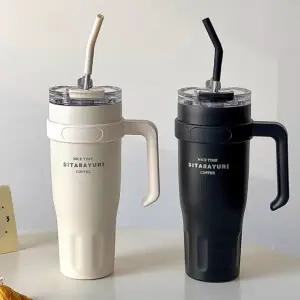 보온 보냉 스텐 텀블러 1.18L 대용량 손잡이 빨대 차량용