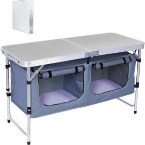 멋진 C 캠핑 테이블 접이식 높이 조절 가능 수납 주방 가벼운 알루미늄 야외 해변 바비큐 피크닉 요리 축제