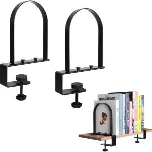 WOMACO 책 무거운 선반용 비스키드 금속 책꽂이 홀더 CD 비닐 레코드용 스토퍼(블랙 1쌍)용으로 종료됩니다