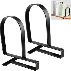 AJART 책 진열대 끝 블랙 헤비 듀티 책꽂이 - 금속 클램프 정리함 보관함 매트