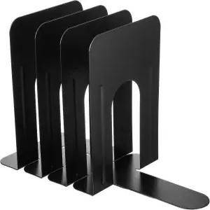 4쌍 오피스 메탈 북엔드 헤비 듀티 홈 장식용 북/영화/CD용 블랙 8.74 x 7.28 5.1 인치
