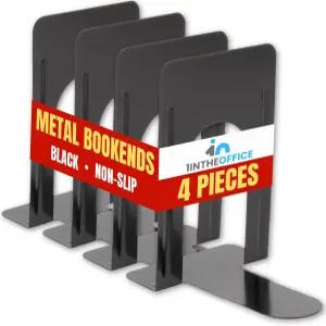 1InThe Office 책장 금속 8 1/4인치 x 5 7/8인치 9인치 미끄럼 방지 검은색 2팩