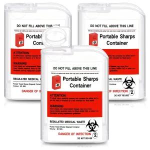 베이더케 3개 포켓 여행용 샤프 폐기 용기 80ml 바늘 가정용 소형 휴대용 바이오해저 주사기 상자 용품