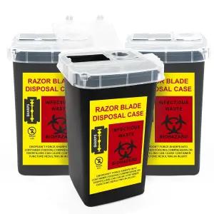 MITINU 블랙 1쿼터 3팩 가정용 샤프 용기 바늘 폐기 생물학적 위험 주사기 여행용 소형 휴대용 전문가용