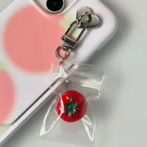 투명 봉지 방울 토마토 키링 야채 음식 핸드폰 고리