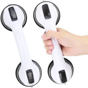 욕조 및 샤워용 흡입 그랩 바 노인용 12인치 2팩 핸들 미끄럼 방지 욕실 안전 블랙