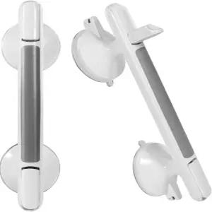 ZeptX 2팩 샤워 핸들 욕조 및 헤비 듀티 흡입 컵 그립 바 노인 핸디캡 12인치 화이트를 위한 탈착식 욕실