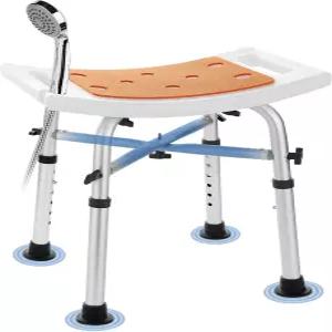 샤워 의자 목욕 350파운드 노인용 패딩 시트가 있는 높이 조절식 벤치 내부 튼튼한 크로스바 지지대가