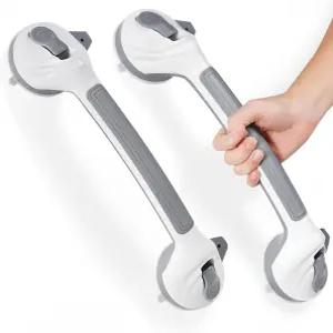 레이유 샤워용 그랩 바 안전 표시기가 있는 16.5인치 핸들 노인용 석션 컵 욕실 핸디캡 - 드릴 방수 탈착식