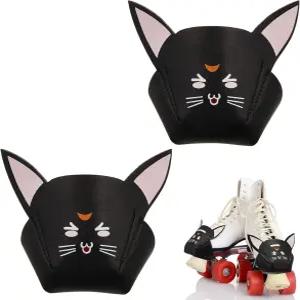 Zhanmai 2피스 토캡 가드 보호대 귀 포함 인조 가죽 롤러 스케이트 쿼드