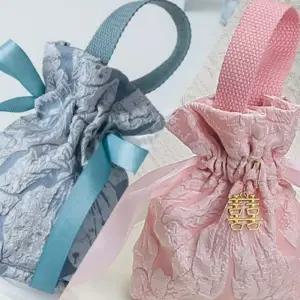 (올핀)복주머니 고급 전통 구디백 골드팬던트 리본 손잡이 명절 답례품