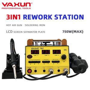 YX-797 3-in-1 리워크 스테이션 열풍기, 납땜인두, LCD 스크린 분리판 포함 휴대폰 PCB 수리용 750W