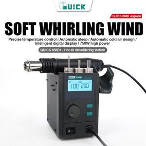 QUICK 858D  뜨거운 공기 디 솔더링 스테이션 LCD 디스플레이 재 작업 칩 PCB SMD 수리 도구 용 총