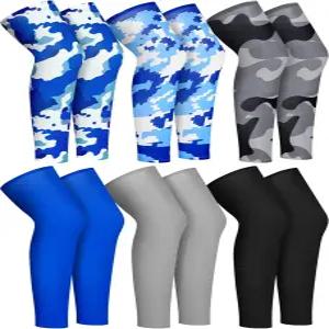 수하인 6켤레 스포츠 레그 슬리브 UV 프로텍트 컴프레션 롱 무릎 남성용 사이클링