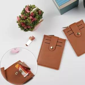 T1 똑딱이 3포켓 휴대용 지퍼 신분증 카드지갑 탄)1P 신분증지갑 가죽지갑 휴대용지갑