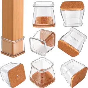 의자 다리 바닥 보호대 사각형 단단한 나무 실리콘 가구 패드 캡 커버는 20개 크게 긁히지 않도록