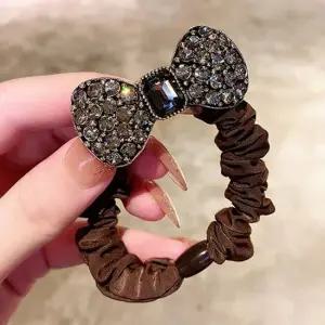 여자 미니 곱창끈 큐빅 리본 머리끈 밴드 2종 헤어끈 곱창머리끈 곱창밴드 곱창끈