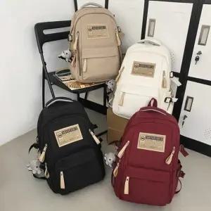 클래식 패치 남녀공용 캐주얼 백팩 넉넉한 학생 가방 대학생백팩 가벼운백팩 백백