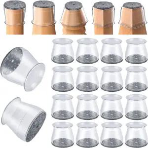 16개 의자 다리 바닥 보호대 - 실리콘 펠트 패드 긁힘 방지 및 소음 없음 쉬운 부드러운 움직임 큰 사이즈