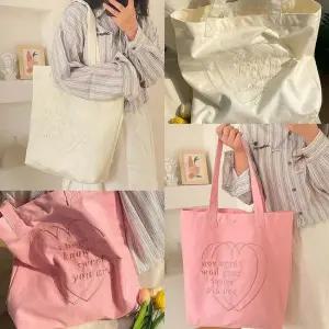하트스윗에코백 캔버스 여성 가방 숄더 데일리 자수