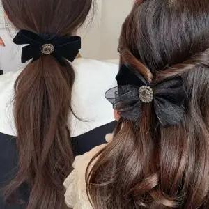 벨벳 리본 머리끈 머리핀 세트 데일리 패션 헤어 코디 벨벳헤어밴드 벨벳머리끈