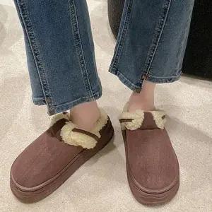 여성 겨울슬리퍼 통굽 털슬리퍼 가벼운 스웨이드 뽀글 여성방한화 털신발 털부츠