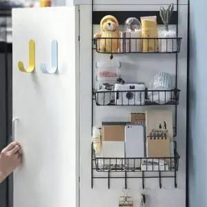 [SBD] 부착식수납함 다용도실 수납선반 미니수납선반 냉장고걸이 철제 3단 생활용품 블랙