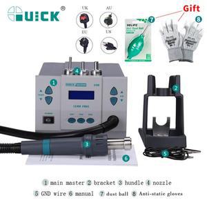 QUICK  861DW 1000W 히트 건 무연 뜨거운 공기 납땜 스테이션 재 작업  교체 핫 핸들 코어가있는 노즐