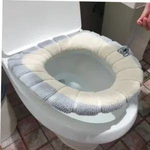 변기쿠션 극세사 원형 도넛 변기커버 베이지