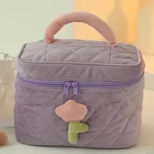 브러쉬 화장품 메이크업 패브릭 파우치 가방 퍼플 파우치백 메이크업박스