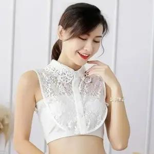 [패션] 여자 플라워패턴 레이스 레이어드 넥페이크 넥케이프