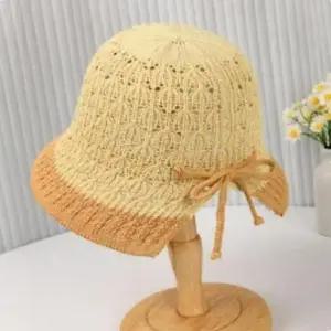 [패션] 피부보호모자 투톤 리본끈 보넷 햇 베이지