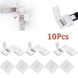 L모양 4핀 LED 커넥터 10mm 폭 직각 코너 3528/5050 SMD RGB용 솔더리스 어댑터 터미널