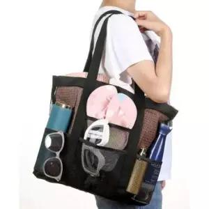 다용도 8포켓 수납력 매쉬 소재 비치 숄더백