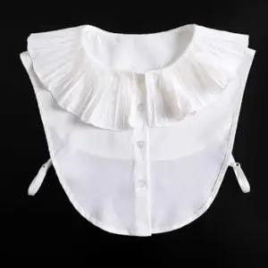 플리츠 쉬폰 페이크카라 주름 넥케이프 블라우스 카라