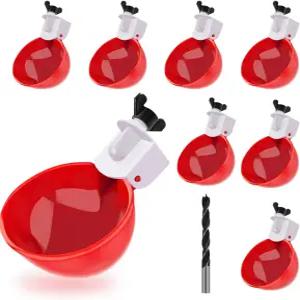 Darcvds 프로페셔널 치킨 워터러 컵 대형 급수기 8팩 장착 구멍 오프너가 있는 오리 병아리 거위 튀르키예