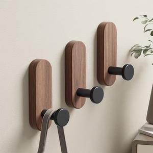셀프 접착식 호두나무 벽걸이 후크 (코트  수건  옷  담요  모자  배낭  가운  현관  열쇠 보관용)