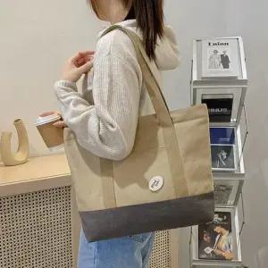 여성 데일리백 가벼운 캔버스 숄더백 지퍼 뱃지포함 미니숄더백 미니토트백 버킷백