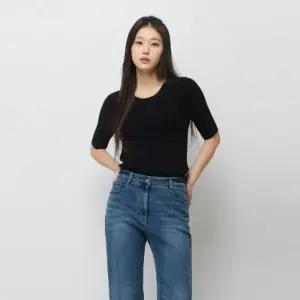 시슬리 이주빈 착용 울100 골조직 5부 소매 니트SAKP04611BK1209149