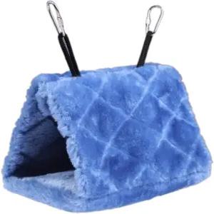 Vktech 플러시 스너글 버드 해먹 매달기 동굴 해피헛 앵무새 은신처 사이즈 M 23.5 22cm 파란색