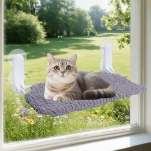 AIWIKIDE 고양이 창문 농어 쉬운 설치 브래킷 실내 휴대용 벽 해먹 회색