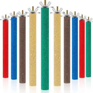 10피스 버드 농어 스탠드 앵무새 발 갈기 스틱 거친 표면의 케이지 코카티엘 액세서리를 위한 다채로운