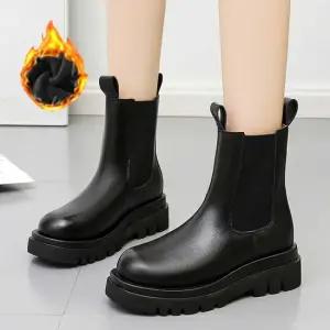 기모 첼시 부츠 여자 데일리 신발 겨울 따뜻한 장화 여자가을신발 앵글부추 발목부츠