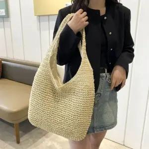 여성 여름 왕골가방 빅사이즈 수납지퍼 데일리 숄더백 라탄백 왕골가방 피크닉가방