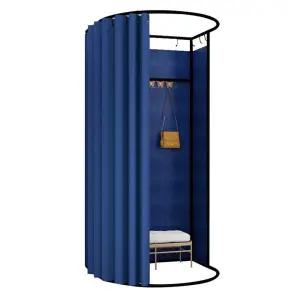 이동식 탈의실 간이 사각 프레임 레일 조립식 스탠드형 검정