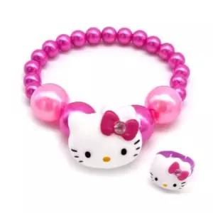 미아방지팔찌 키티 진주 팔찌 반지 2종 핫핑크
